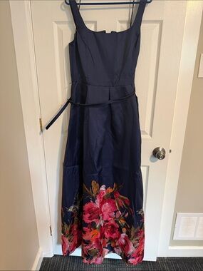 julia jordan Navy Maxi Dress with Bold Floral Hem